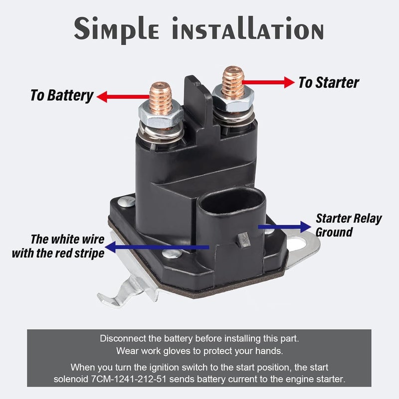 JTAREA 7CM-1241-212-51 Starter Solenoid 12V 2 Terminals Lawn Mower Solenoids Relay Replacement Parts for Trombetta 7CM124121251 M008904-000 Gravely 05167200 Riding Lawnmower Tractor - Image 4
